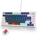 75% Mechanical Gaming Keyboard Hot Swappable RGB Backlit Custom Keyboard with Knob Gasket Mount USB Wired 82 Keys White Blue Linear Red Switch (82 White Blue)