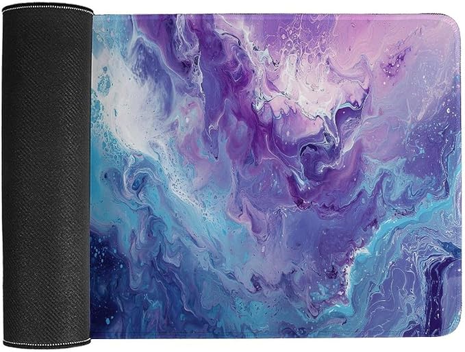 Blue Purple Marble Gaming Mouse Pad Non-Slip Rubber Base XXL Mousepad with Stitched EdgesWaterproof Washable Mouse Mat for Desk Home Office Gaming 29.5x16