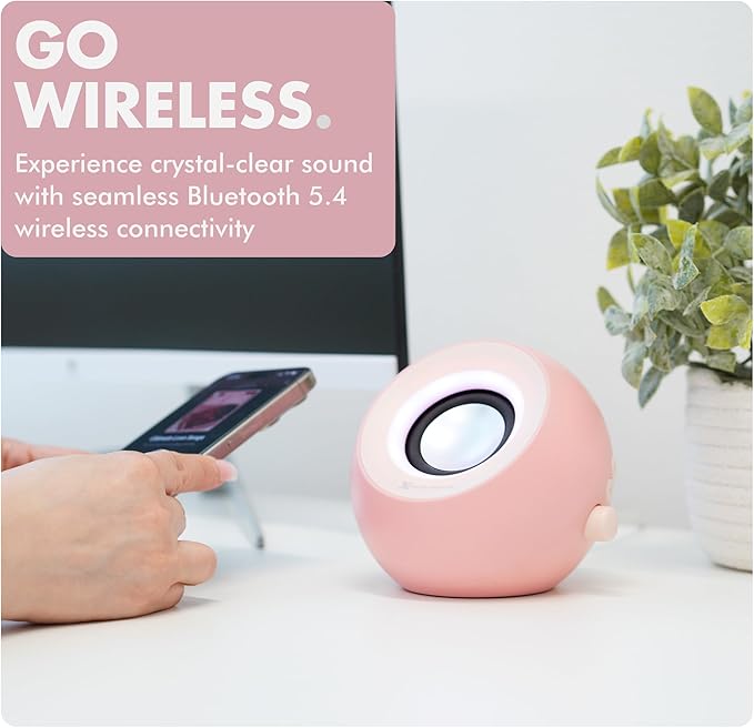 X9 Performance Pink Computer Speakers for Desktop PC with RGB Lighting Bluetooth USB and AUX - Triple Mode Connection Dual 2.25 Drivers for Work and Play Bluetooth Desktop Speakers for PC - Pink