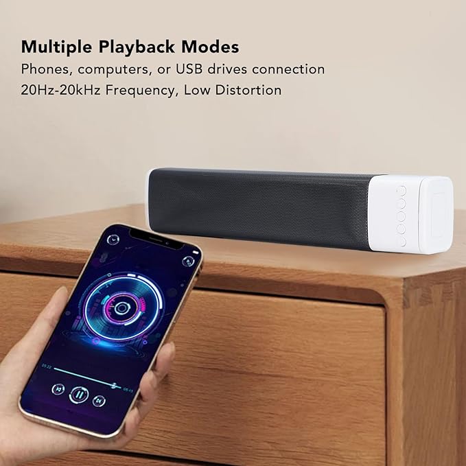 Yoidesu RGB Desktop Soundbar Bluetooth Computer Speaker with Dynamic Lighting Audio Light Sync Display 4Ω 5W for Home Gathering Outdoor Picnic (White)