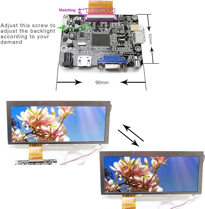 VSDISPLAY 8.8 8.8 Inch 1280x480 LCD Screen CLAA088WA01 XN with VGA AV LCD Controller Board KYV-N5 V4