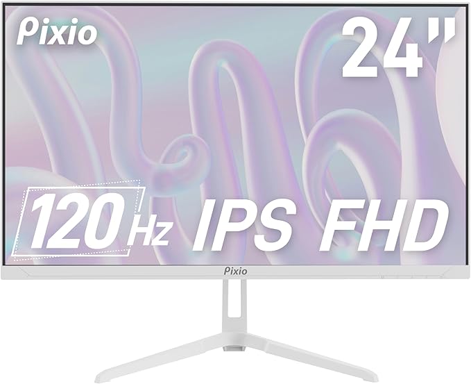 Pixio PX246 Wave White 24 inch 120Hz Refresh Rate FHD 1080p Resolution IPS Panel 4ms GTG Response Time Gaming Monitor PS1S Wave White Single Monitor Arm