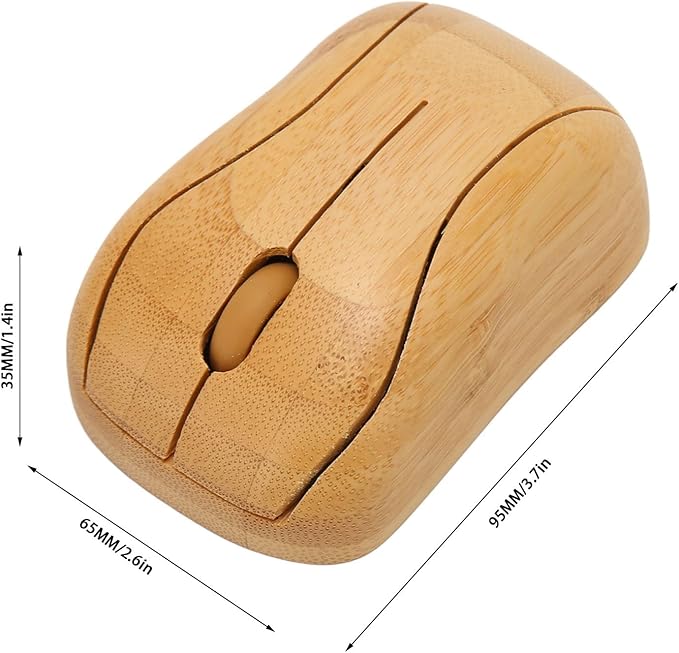 for XP Mouse Creative Bamboo Wooden 2.4G Cordless Mouse Low Noise Computer Mouse with USB Receiver for Notebook PC Laptop Computer Support OTG Function