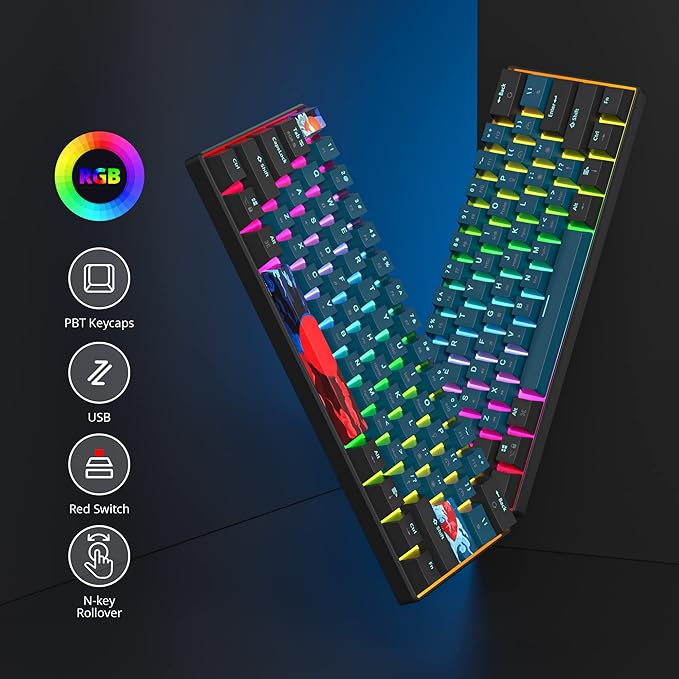 60% Mechanical Gaming Keyboard - RGB Red Switch Wired Compact 61 Keys for Windows PS4/5 Xbox