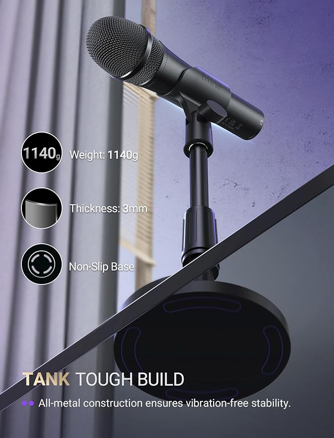 FIFINE USB/XLR Dynamic Microphone for Podcast Recording Studio Handheld Mic Set with Desktop Stand for Vocal Voice Over Streaming Black-AmpliTank TANK2