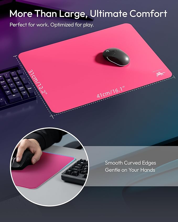 Glass Mousepad for Gaming | 2mm Ultra-Thin Hard Gaming Mousepad | Glass Mouse Pad for Esport 12.2x16.1 | Tempered Glass Ultra-Smooth AF Surface | Precise Tracking High-Speed Non-Slip Base