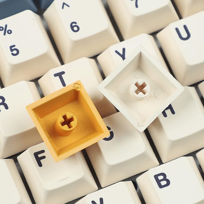 YMDK 145 Apricot Yellow Dye-Sub Mac Keycaps Thick PBT Cherry Profile Key caps for TKL 61 64 68 75 87 96 104 108 GMMK MX Mechanical Keyboard