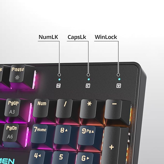 RGB Gaming Mechanical Keyboard 104 Keys Full Size Wired With Number Pad Creamy Linear Red Switch NKRO for PC Gamer