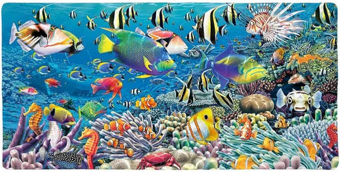 Ocean Coral Reef Angel Clown Fish Diving Large Gaming Mouse Pad Desk Mat with Stitched Edges Non-Slip Base