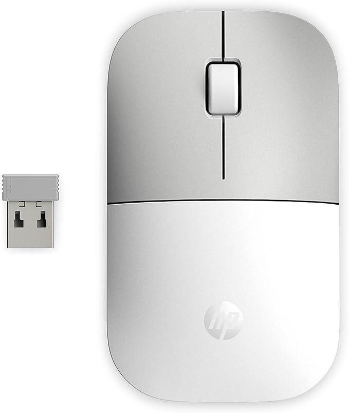 HP Z3700 G2 Wireless Mouse - White Sleek Portable Design fits Comfortably Anywhere 2.4GHz Wireless Receiver Blue Optical Sensor for Wins PC Laptop Notebook Mac Chromebook (681S1AA#ABL)