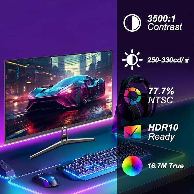 LXZ 32 4K Monitor UHD 3840 x 2160 VA Panel AMD FreeSync Premium 178° Viewing Angle 100% sRGB 3500:1 Contrast Ratio Compatible with Wall mounting 75 x 75MM