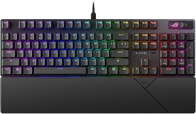 ASUS ROG Strix Scope II X Wired USB Mechanical Gaming Keyboard – 100% Full-Size Hot Swappable Pre-lubed ROG NX Snow V2 Linear Switches PBT Keycaps RGB PC/Mac Support - Black