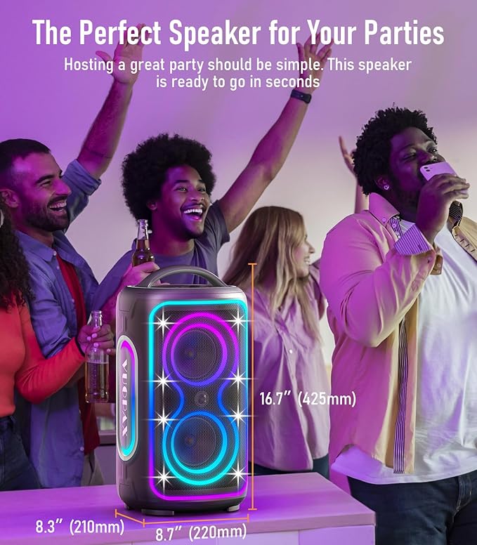 Large Bluetooth Speaker 240W Peak Power Portable Party Speakers Bluetooth Wireless 24H Playtime/Fast Charge/Bass Boost/RGB Lights/TWS/ IP65 Waterproof Outdoor Speaker for Party BeachCamping