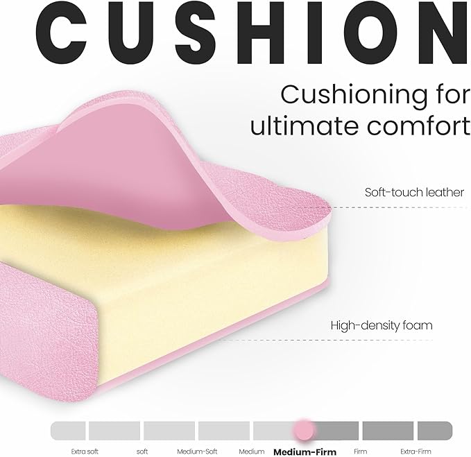 N-GEN GAMING Video Gaming Chair with Footrest Lumbar Support for Home Office High Back Recliner Height Adjustable Ergonomic Comfy Leather Computer Desk Chair (Pink)