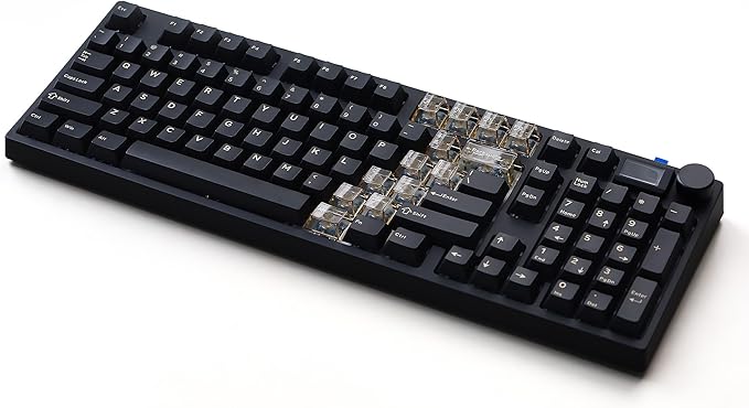 NJ98 Wireless Custom Mechanical Keyboard with Screen Knob 96% Hot Swappable RGB Keyboard Mac Windows (Black Samurai Brass Plate-Box Deep Sea)