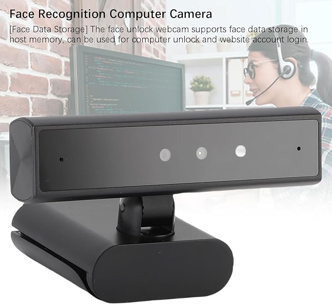 Face Recognition Webcam with Mic 5MP 2560x1440 HD Computer Camera 85 Degree View Angle for Computer 10 11 Face Unlock Video Calls
