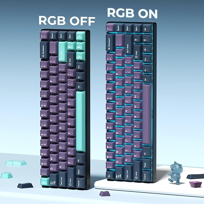 XVX Double Shot PBT Keycaps Set 216 Keys Cherry Profile Custom Keyboard Keycaps Jade Translucent Key caps Compatible with 61/64/68/84/87/100/104/108 ANSI and ISO Layout Mechanical Keyboard