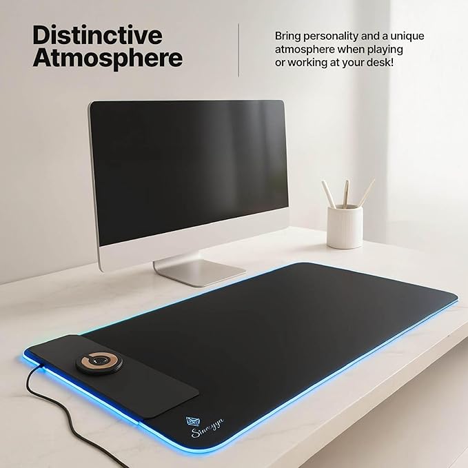 Wireless Charging RGB Gaming Mouse Pad 15W LED Mouse Pad 900x400x4MM Light Modes Extra Large Mousepad Non-Slip Rubber Base Computer Keyboard Mat for Gaming MacBook PC Laptop Desk