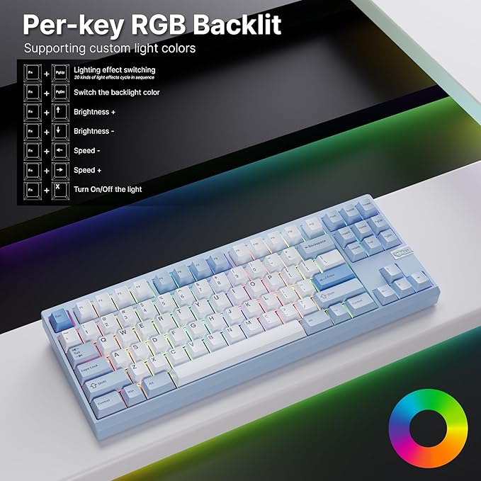 Chilkey ND TKL Aluminum Mechanical Keyboard 87 Keys Tenkeyless Wireless Gaming Keyboard Tri-Mode BT5.3/2.4GHz/USB-C PBT Keycaps Hot Swappable Custom Key Board for Windows Laptop Office PC