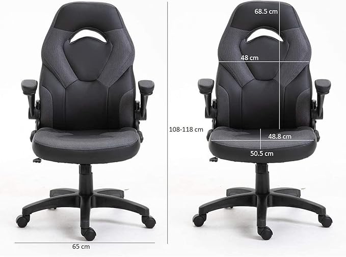 WANYE Gaming Chair Computer Chair Racing Style Cheap Office Chair Comfortable Desk Chair for Teens PU Material Height Adjustable Silent Roller. Grey