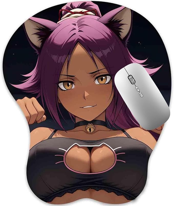 3D Mouse Pad Oppai Mousepad with Soft Gel Wrist Rest Anime Manga Gaming Boob pad Anti-Slip Mouse Mat （Yoruich 30）
