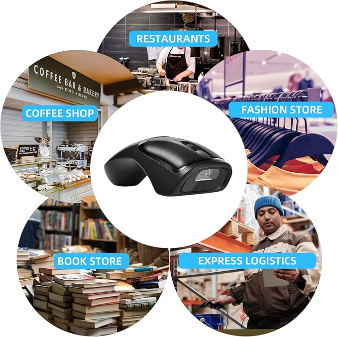 New Wireless Mouse Barcode Scanner 2-in-1 Design 2D Handheld Barcode Scanner with Wireless Mouse Functions for POS SystemStoreSupermarket Warehouse.(Black)