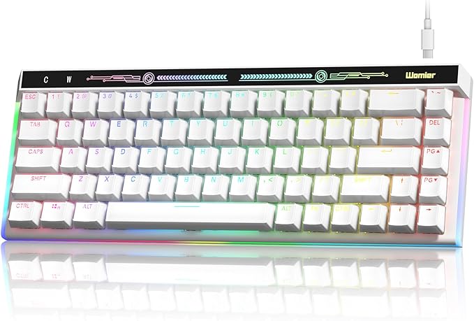 VK68 65% Gaming Keyboard Wired Backlit Mini Keyboard Ultra-Compact Anti-Ghosting No-Conflict 68 Keys Gaming Wired Keyboards for PC Laptop Windows Gamer White