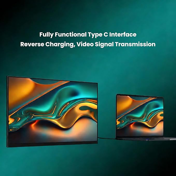 EBTOOLS Laptop Screen Extender 15.6 Inch 1080P 60Hz Portable Monitor Second Screen with Type C HDMI Interface 178 Viewing Angle Built in Dual Speakers