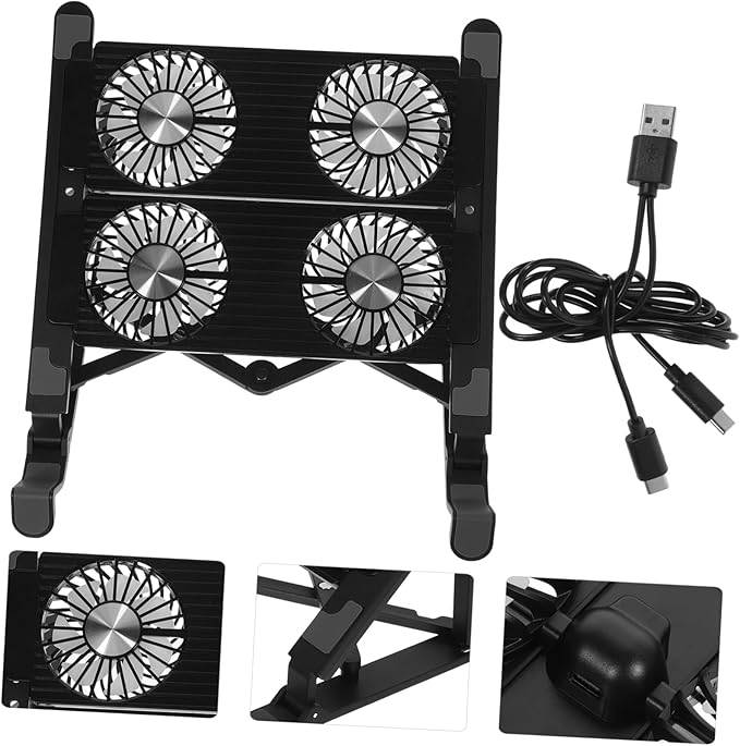 Veemoon 1Set Adjustable Laptop Cooling Stand Ergonomic Notebook Riser with USB Interface Portable and Space Saving Design Compatible with Laptops and Gaming Devices