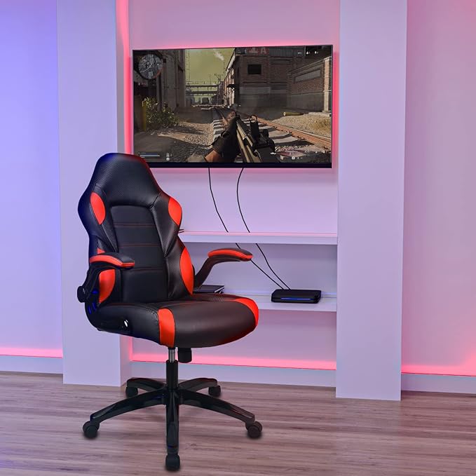 Playr Faux Leather Ergonomic Gaming Chair from Raynor Gaming (Red)