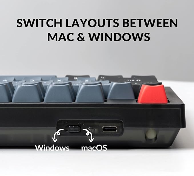 Keychron V6 Wired Custom Mechanical Keyboard Full-Size QMK/VIA Programmable Macro with Hot-swappable Keychron K Pro Red Switch Compatible with Mac Windows Linux (Frosted Black-Translucent)
