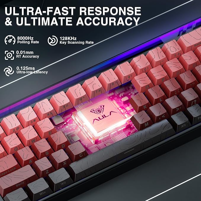AULA Hero 68 HE 60% Gaming Keyboard Wired Hall Effect Magnetic Switch Keyboard with 8K Hz Polling Rate Side Printed PBT Keycaps RGB Light Box Customizable Web Software for PC/Mac Gamers