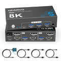 HDMI DisplayPort KVM Switch 2 Monitors 2 Computers 8K@60Hz Dual Monitor KVM Switcher with HDMI 2.1 &amp DisplayPort 1.4 USB 3.0 Hub HDCP 2.3 Compliant with Controller &amp 2 USB Cables -7240PH2