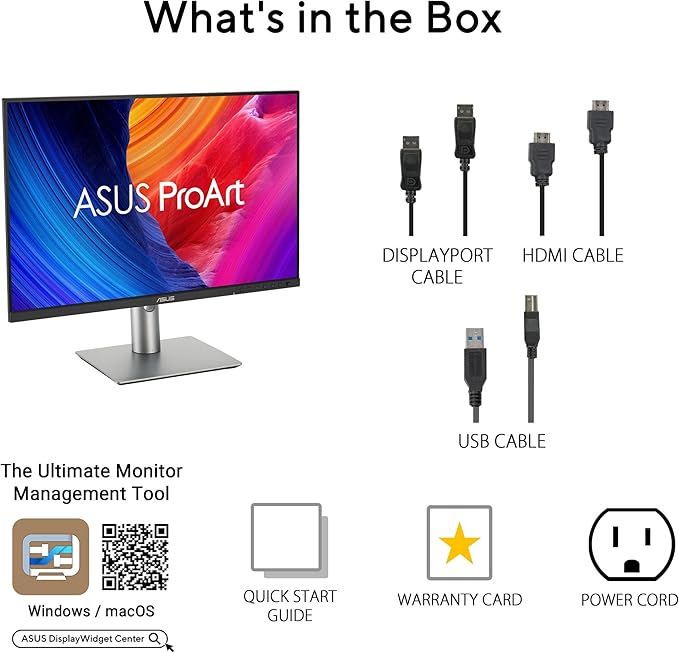 ASUS ProArt Display 24” 16:10 Professional Monitor (PA248QFV) – IPS WUXGA (1920 x 1200) 100% sRGB Color Accuracy ΔE &lt 2 Calman Verified 100Hz HDR-10 Light Sync Ergonomic 3 yr Warranty
