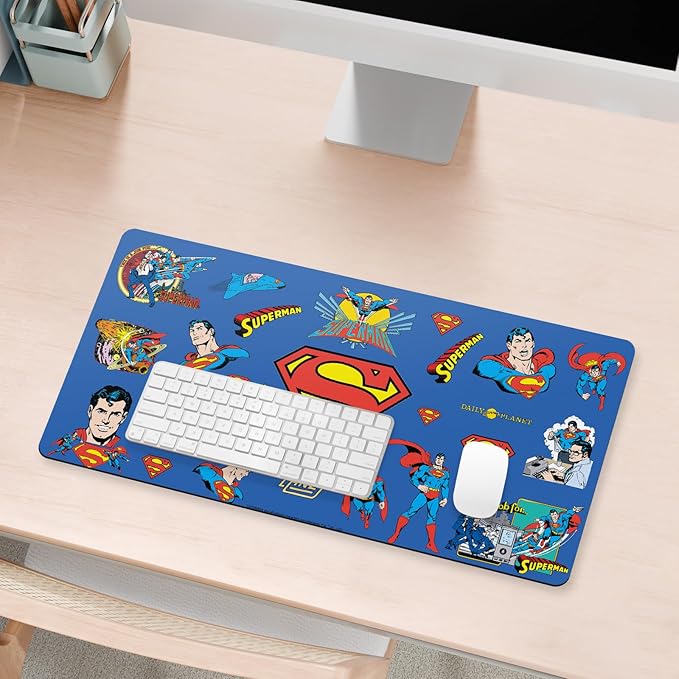 Head Case Designs Officially Licensed Superman DC Comics Sticker Collage Logos and Comic Book 23.62 x 11.81 x 0.12 inches (600 x 300 mm) - L Gaming Office Desk PC Keyboard Mouse Mat Pad