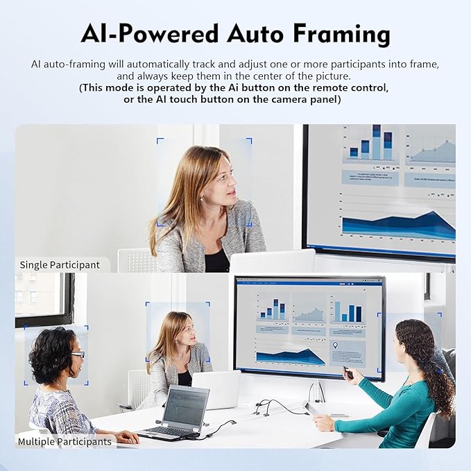 TOALLIN 4K Conference Room Webcam with Mic and Speaker AI Auto-Framing &amp Speaker-Tracking USB Video Bar All-in-One Video Conference Camera for Online Meetings Video Calls