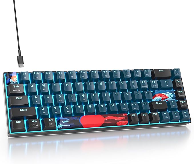Fogruaden Wired 65% Percent Keyboard Mechanical RGB Gaming Keyboard 60 Percent Ultra-Compact 68 Key Mini Keyboard for Win/Mac PC Gamer Easy to Carry on Trip (68Monster Red Switch)