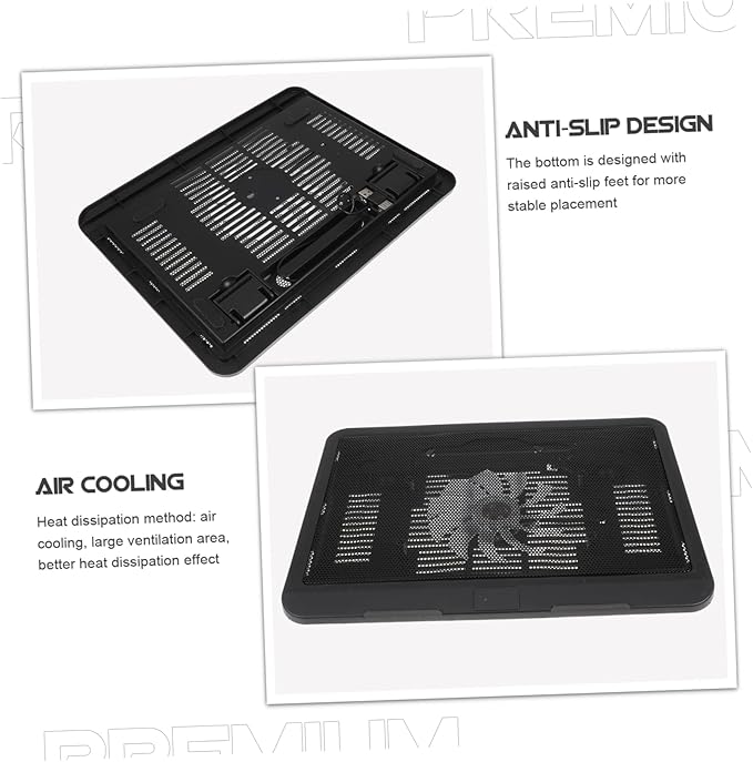 Tofficu Laptop Cooling Pad with Slip Feet Air Cooling Stand for Laptops Ergonomic Design for Neck Relief for Home Office Use