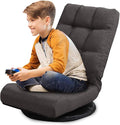Swivel Floor Chair for Adults with Back Support Adjustable Floor Gaming Chair for TV Reading Playing Video GamesFloor Lounge Chair with Lumbar Support Folding Design 8858Z(Brown)