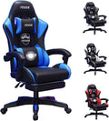 Gaming Chair with Lumbar Massage Computer Chair with Footrest Ergonomic Gaming Chair Office Seat with Wide Angle Reclining Suitable for Office Gaming Live Streaming withfootrest BlackBlue