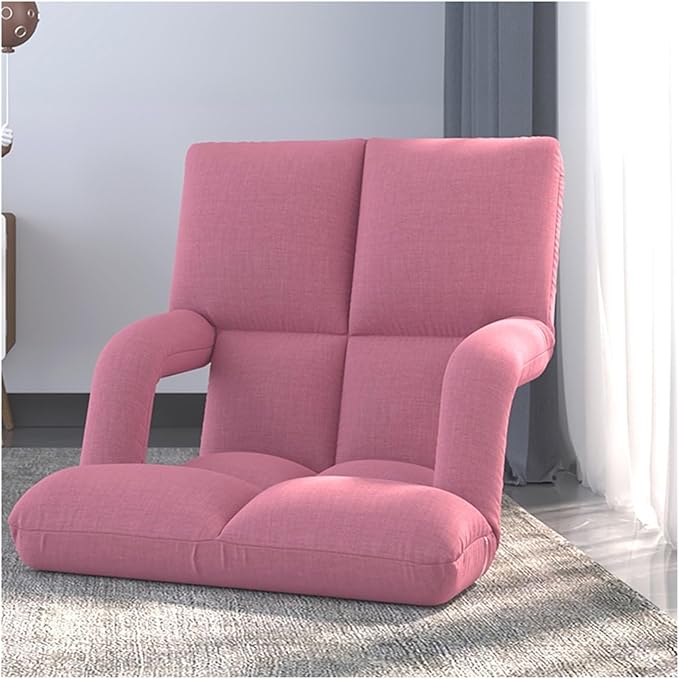 Floor Chair Back Support Folding Sofa Adjustable Positions Padded Lazy Sofa Breathable Floor Gaming Chair for Reading Meditating(Pink-A)