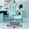 ALEAVIC Gaming Chair with Massager Fabric Gaming Chairs for Adults Ergonomic Gamer Chair with Adjustable Headrest and Lumbar Support Reclining Computer Game Chair High Back Light Blue