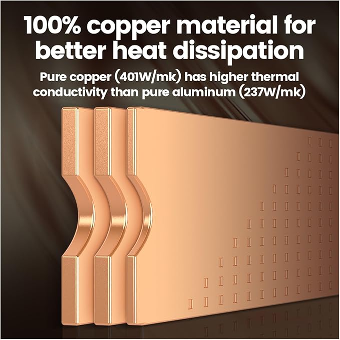 Copper M.2 Heatsink 3pcs 2280 SSD Copper Cooler Solid State Disk Cooler with Thermal Pad for Laptop Desktop (Color : Copper 2)