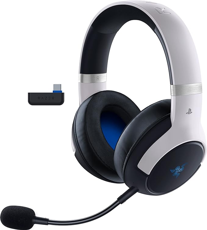 Razer Kaira Pro HyperSpeed Wireless Gaming Headset with Haptics for PlayStation 5 / PS5 PS4 PC Mobile: Titanium 50mm Drivers - Hybrid Mic - Low Latency Bluetooth - 30 Hr Battery - White &amp Black