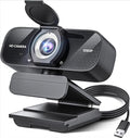 Webcam with Microphone Noise Reduction Wide-Angle Lens Auto Light Adjustment Plug-and-Play USB Webcam for Laptops Desktops Pcs Macs Zoom Skype Streaming Etc