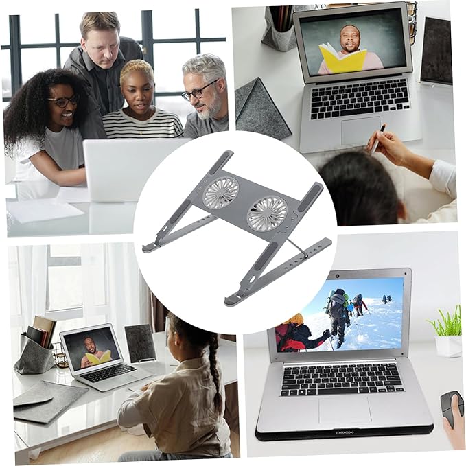 jojofuny Laptop Cooling Stand Anodized Aluminum Alloy Laptop Cooler Gear Height Adjustment Ergonomic Design for Gaming Work Low Noise and Efficient Heat Dissipation