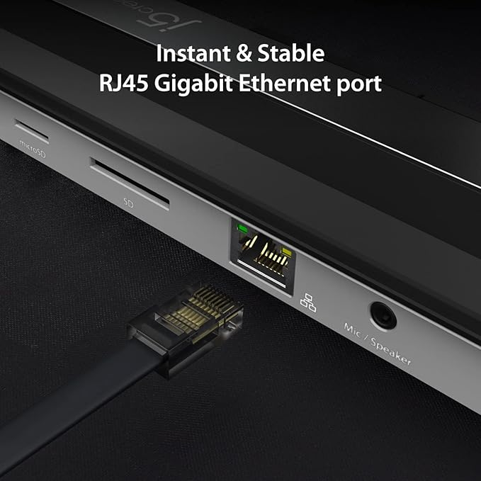 j5create USB-C 4K HDMI Docking Station (9-in-1) 4K HDMI 5Gbps USB-A x3 Card Reader PD 100W Gigabit Ethernet Combo Audio Jack for MacBook and Windows USB-C Laptop (JCD533)