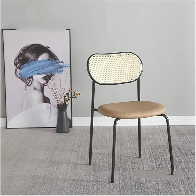 Adjustable Office Computer Chair with Armrest Dining Chair Coffee Shop Leisure Rattan Armchair Kitchen Furniture(Brown)