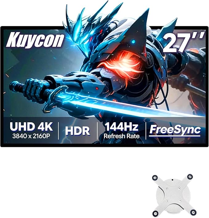 P27D 27 inch FHD (3840 x 2160) 4K 144HZ Gaming Monitor IPS Black Panel 1.07 Billion Colors 99% sRGB 5msHDR10G-Sync FreeSyncHDMIDPVESA178° Viewing Angle (Minimalist - Without Stand)