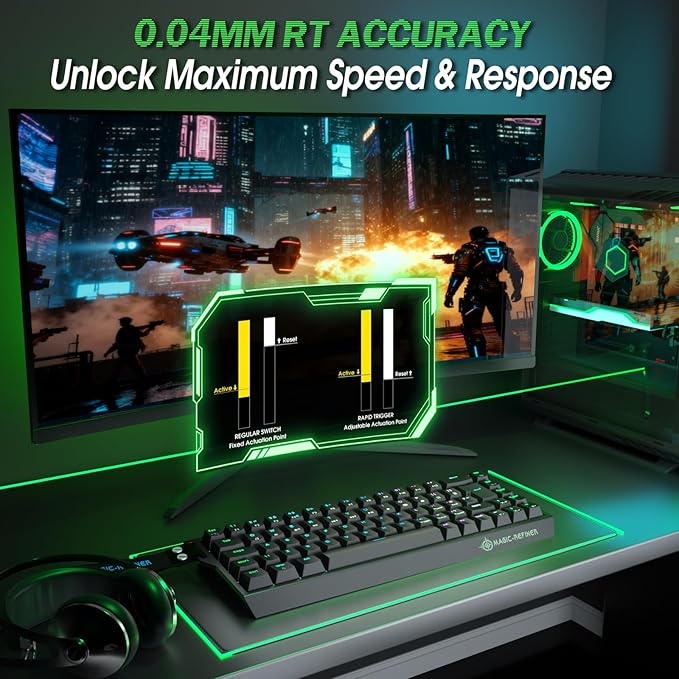 ZIYOU LANG X Magic-Refiner X68HE 8KHz Rapid Trigger Mechanical Gaming Keyboard60% WiredHall Effect Magnetic SwitchAdjustable ActuationRGB BacklitSnap Tap RGB Backlit for PC/Mac Black
